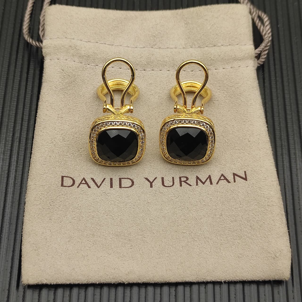 David Yurman Black Onyx & Diamond Cable Collectibles Clip-On Earrings